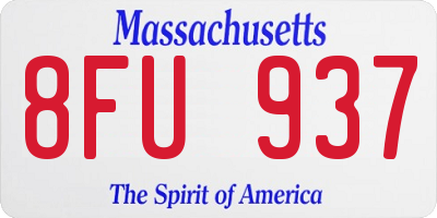 MA license plate 8FU937