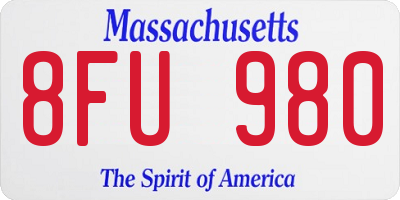 MA license plate 8FU980