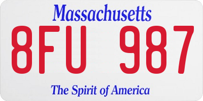 MA license plate 8FU987