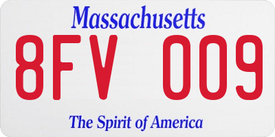 MA license plate 8FV009