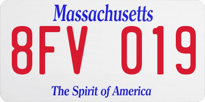 MA license plate 8FV019