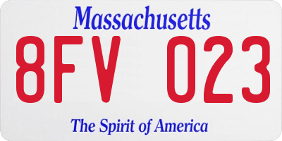 MA license plate 8FV023