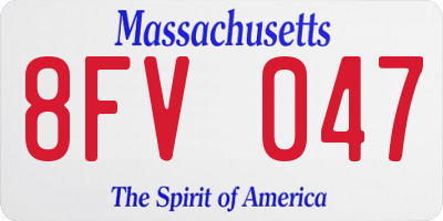 MA license plate 8FV047
