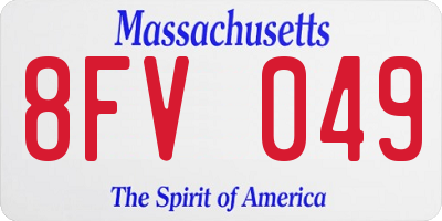 MA license plate 8FV049