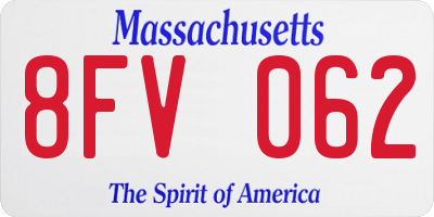 MA license plate 8FV062