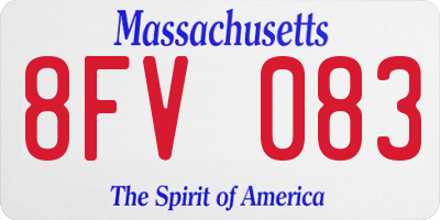 MA license plate 8FV083