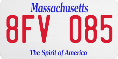 MA license plate 8FV085