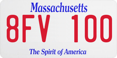 MA license plate 8FV100