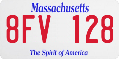 MA license plate 8FV128