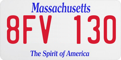 MA license plate 8FV130