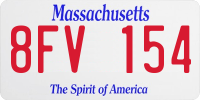 MA license plate 8FV154