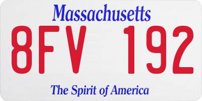 MA license plate 8FV192