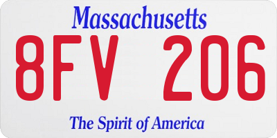MA license plate 8FV206