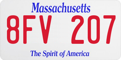 MA license plate 8FV207