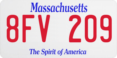 MA license plate 8FV209