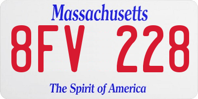 MA license plate 8FV228
