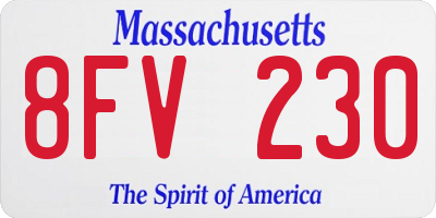 MA license plate 8FV230