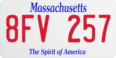 MA license plate 8FV257