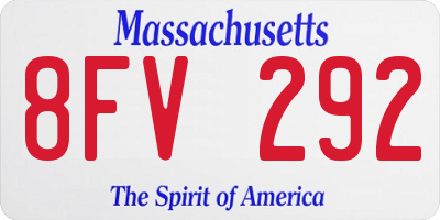 MA license plate 8FV292