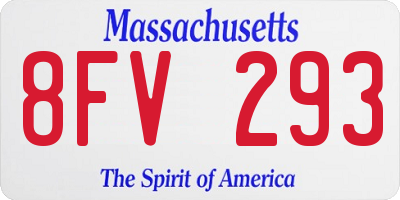 MA license plate 8FV293