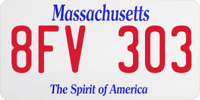 MA license plate 8FV303