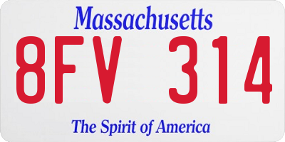 MA license plate 8FV314