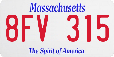 MA license plate 8FV315