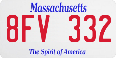 MA license plate 8FV332