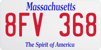 MA license plate 8FV368