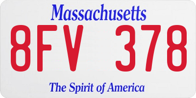 MA license plate 8FV378