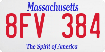 MA license plate 8FV384