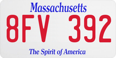 MA license plate 8FV392