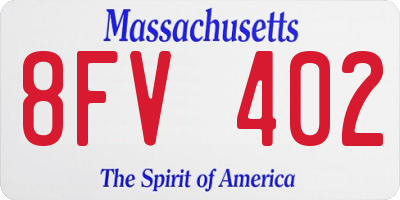 MA license plate 8FV402