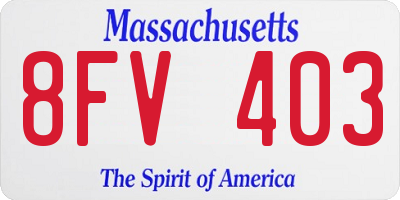 MA license plate 8FV403