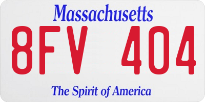 MA license plate 8FV404
