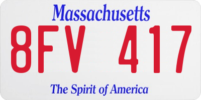 MA license plate 8FV417