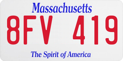 MA license plate 8FV419