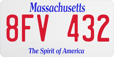 MA license plate 8FV432