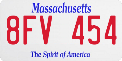 MA license plate 8FV454