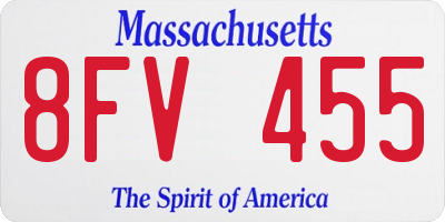 MA license plate 8FV455