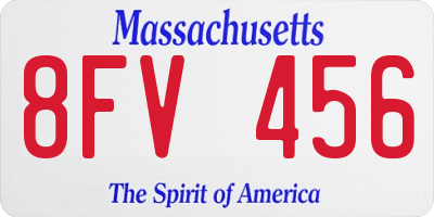 MA license plate 8FV456