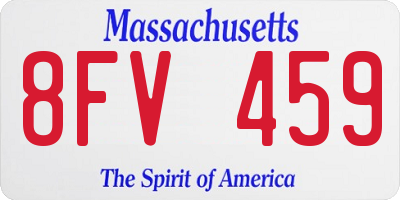 MA license plate 8FV459