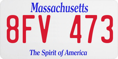 MA license plate 8FV473