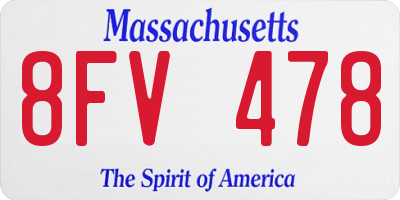 MA license plate 8FV478