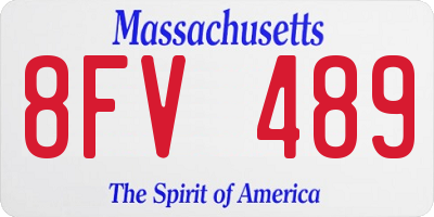 MA license plate 8FV489