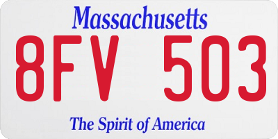 MA license plate 8FV503