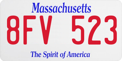 MA license plate 8FV523