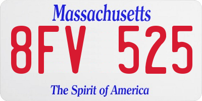 MA license plate 8FV525