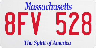 MA license plate 8FV528
