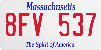 MA license plate 8FV537
